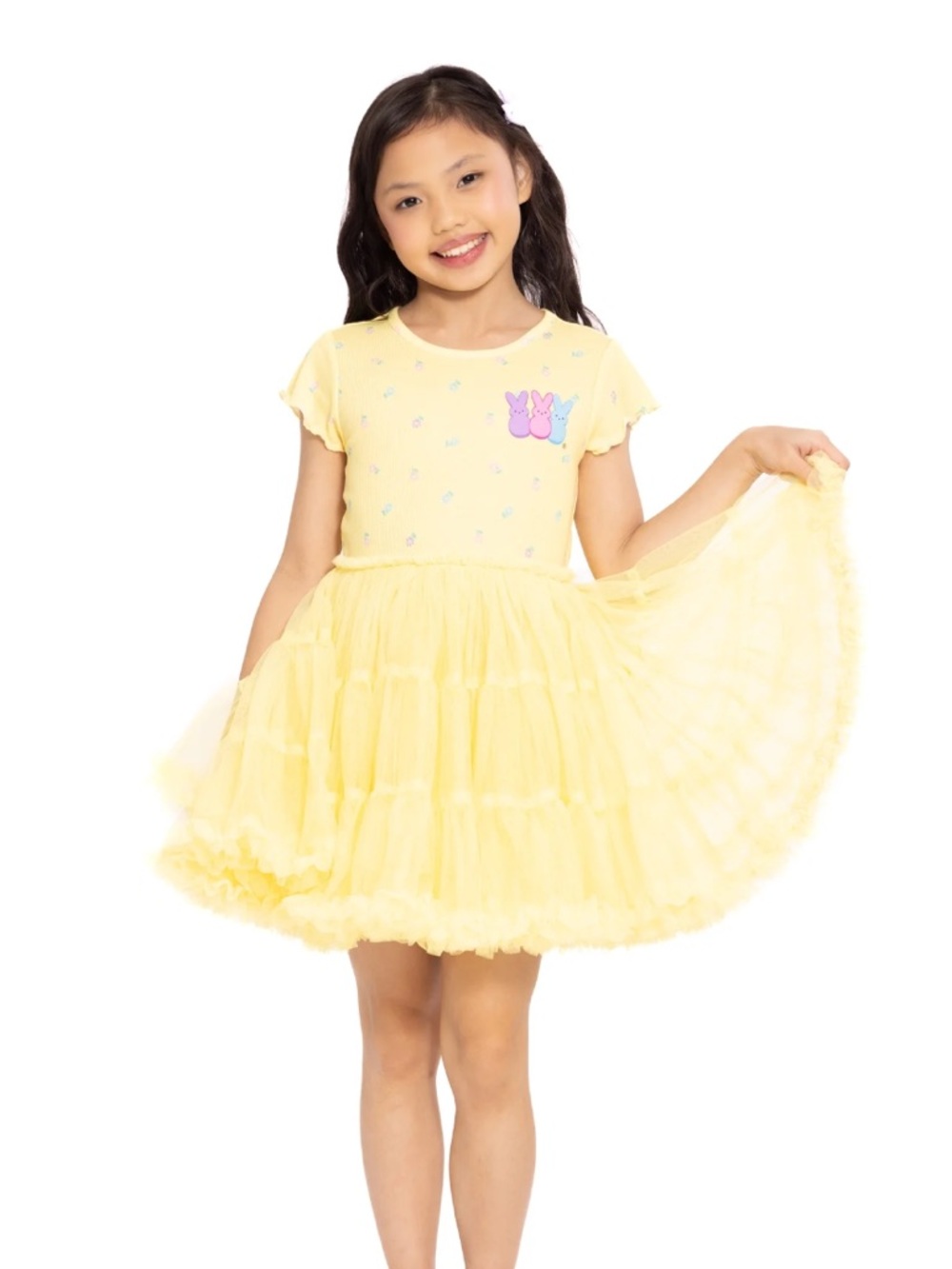 PEEPS Girls' Print Tutu Dress with Short Sleeves, Sizes